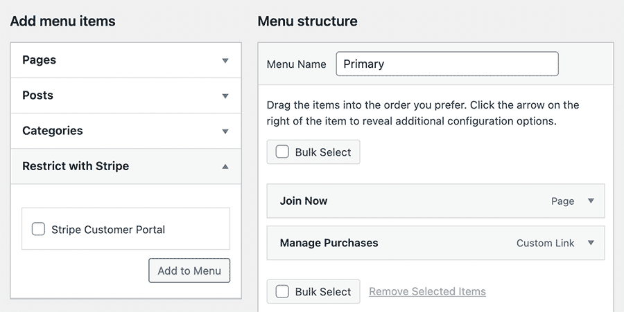 Insert the Stripe Customer Portal Link Into a WordPress Menu Location